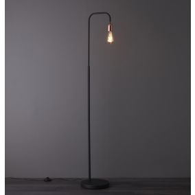 Colours Detroit Industrial Matt Black & copper Floor lamp