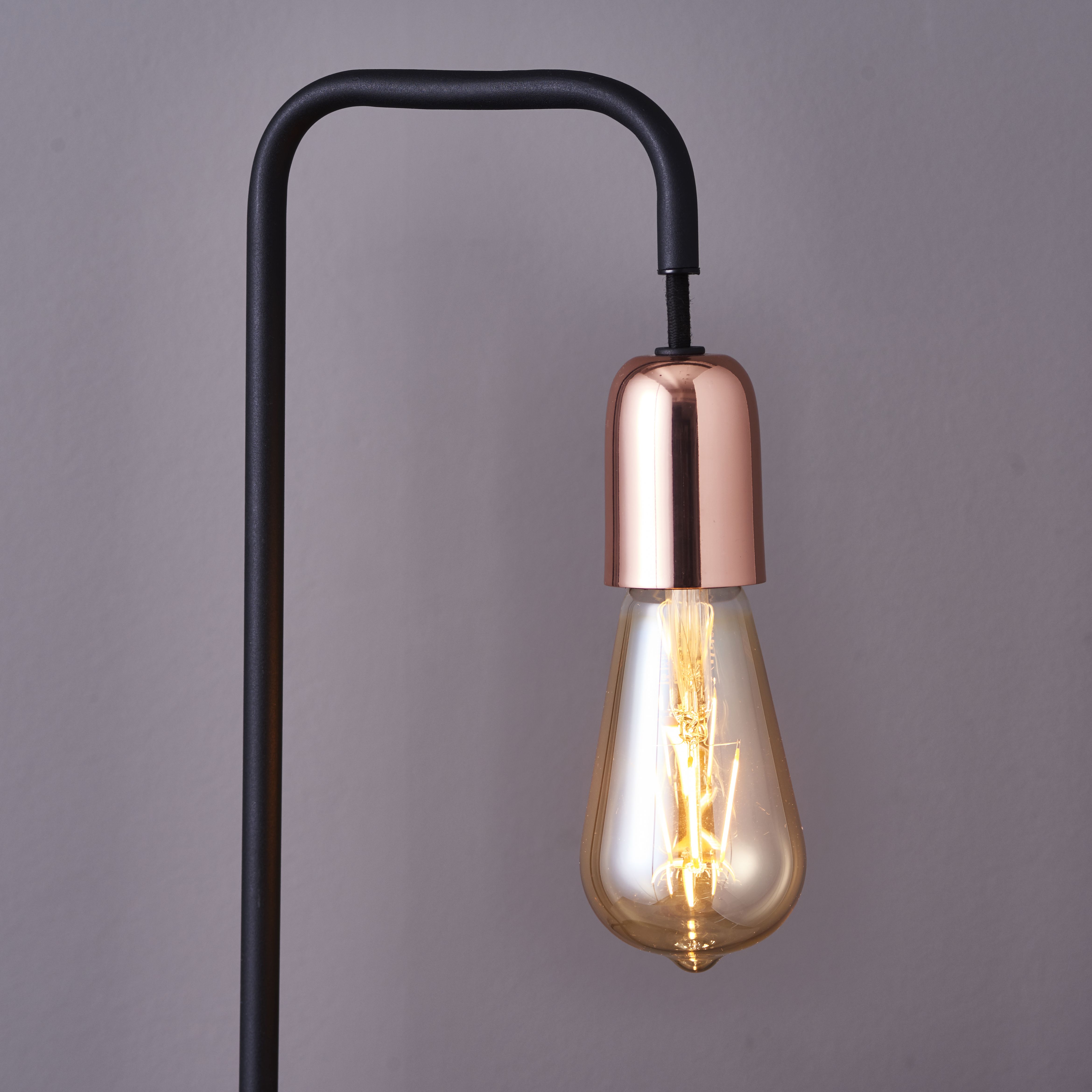 Colours Detroit Industrial Matt Black & copper Table lamp