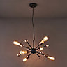 Colours Detroit Pendant Matt Steel Black Copper effect 6 Lamp Ceiling light