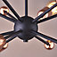 Colours Detroit Pendant Matt Steel Black Copper effect 6 Lamp Ceiling light