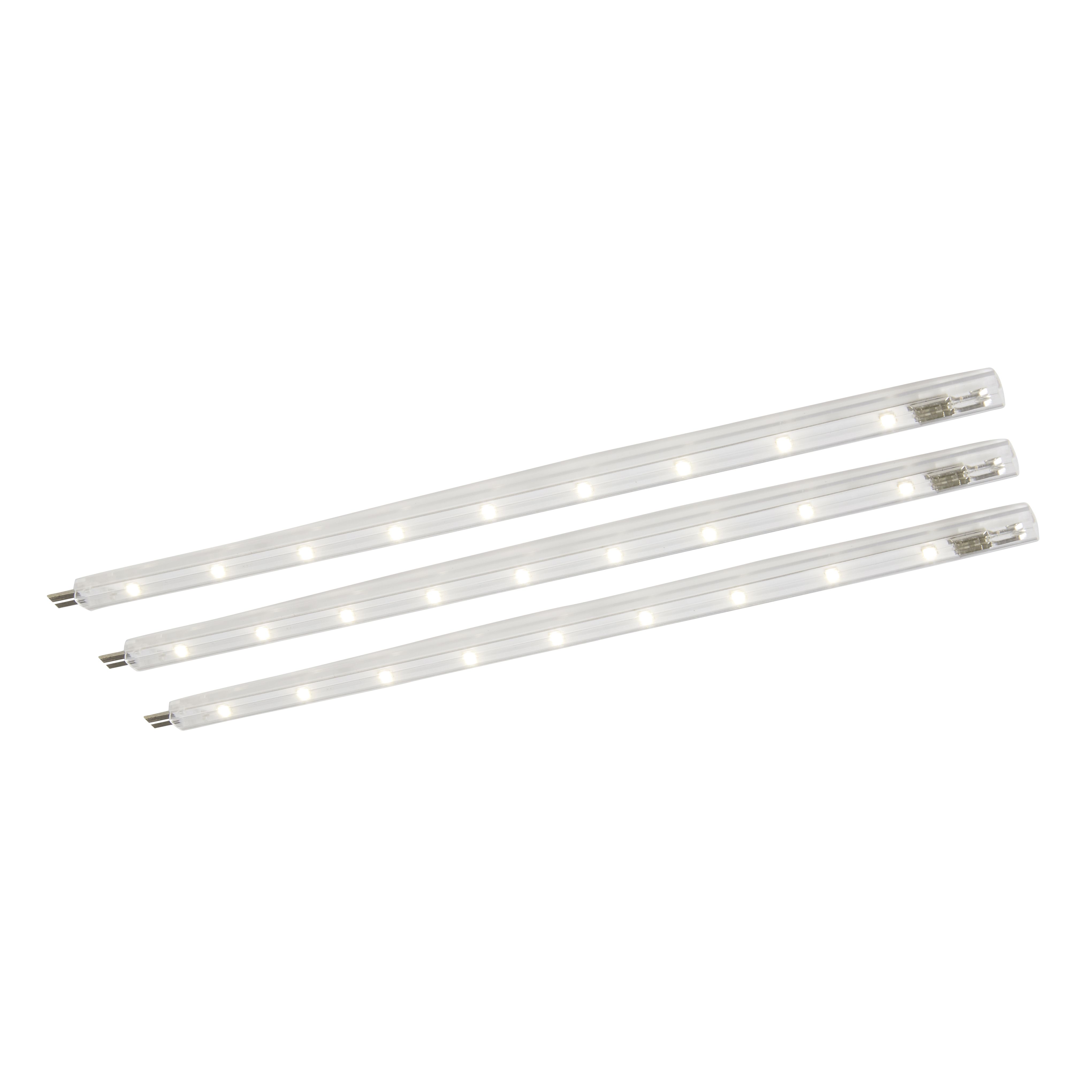 Colours Donny Clear Mains-powered LED Neutral white Under cabinet light IP20 (L)320mm (W)8.5mm, Pack of 3