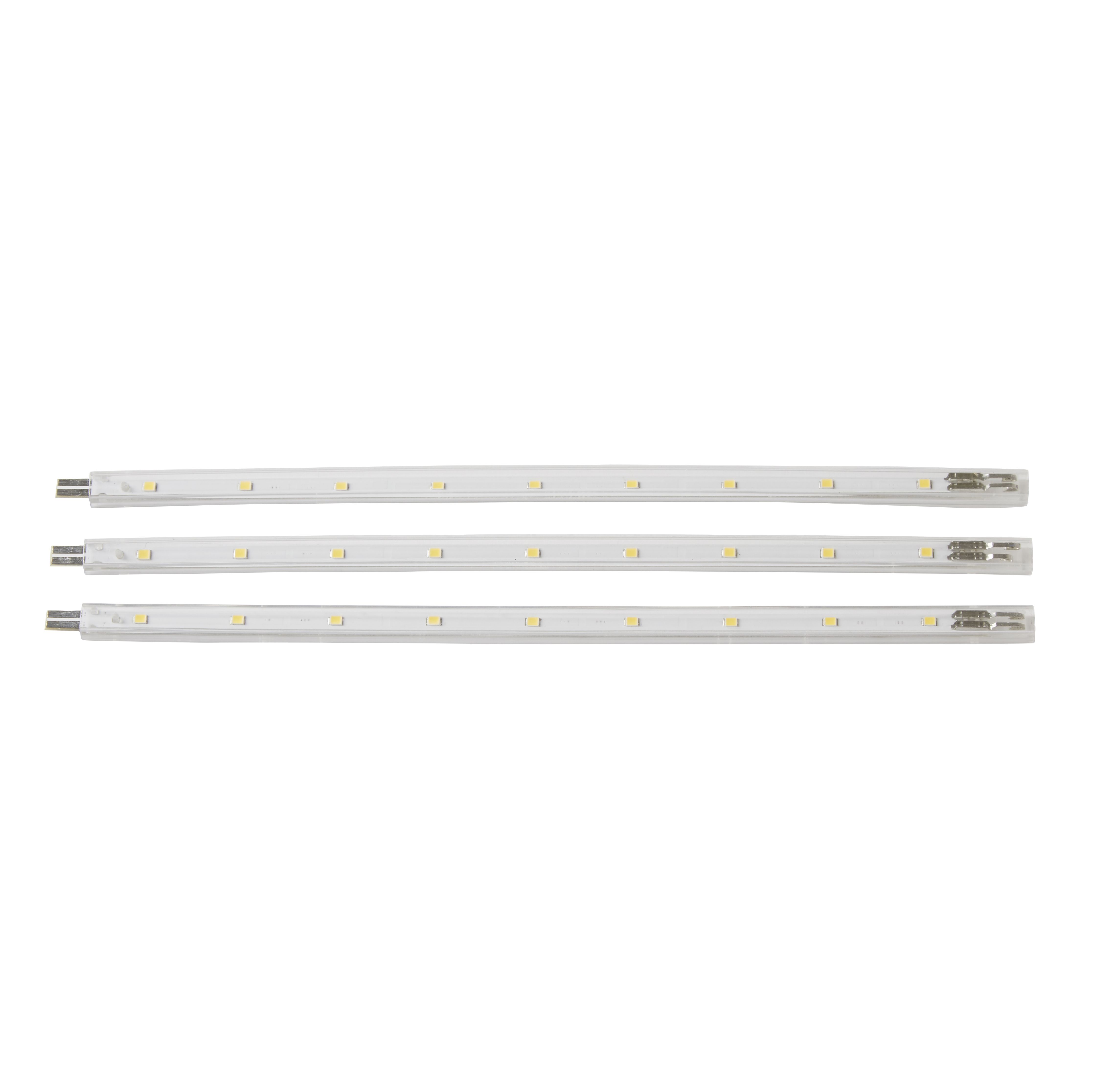 Colours Donny Clear Mains-powered LED Neutral white Under cabinet light IP20 (L)320mm (W)8.5mm, Pack of 3