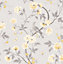 Colours Dorthea Grey & yellow Floral Mica effect Smooth Wallpaper