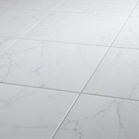 Colours Elegance White Gloss Marble effect Ceramic Indoor Wall & floor Tile, Pack of 7, (L)450mm (W)450mm