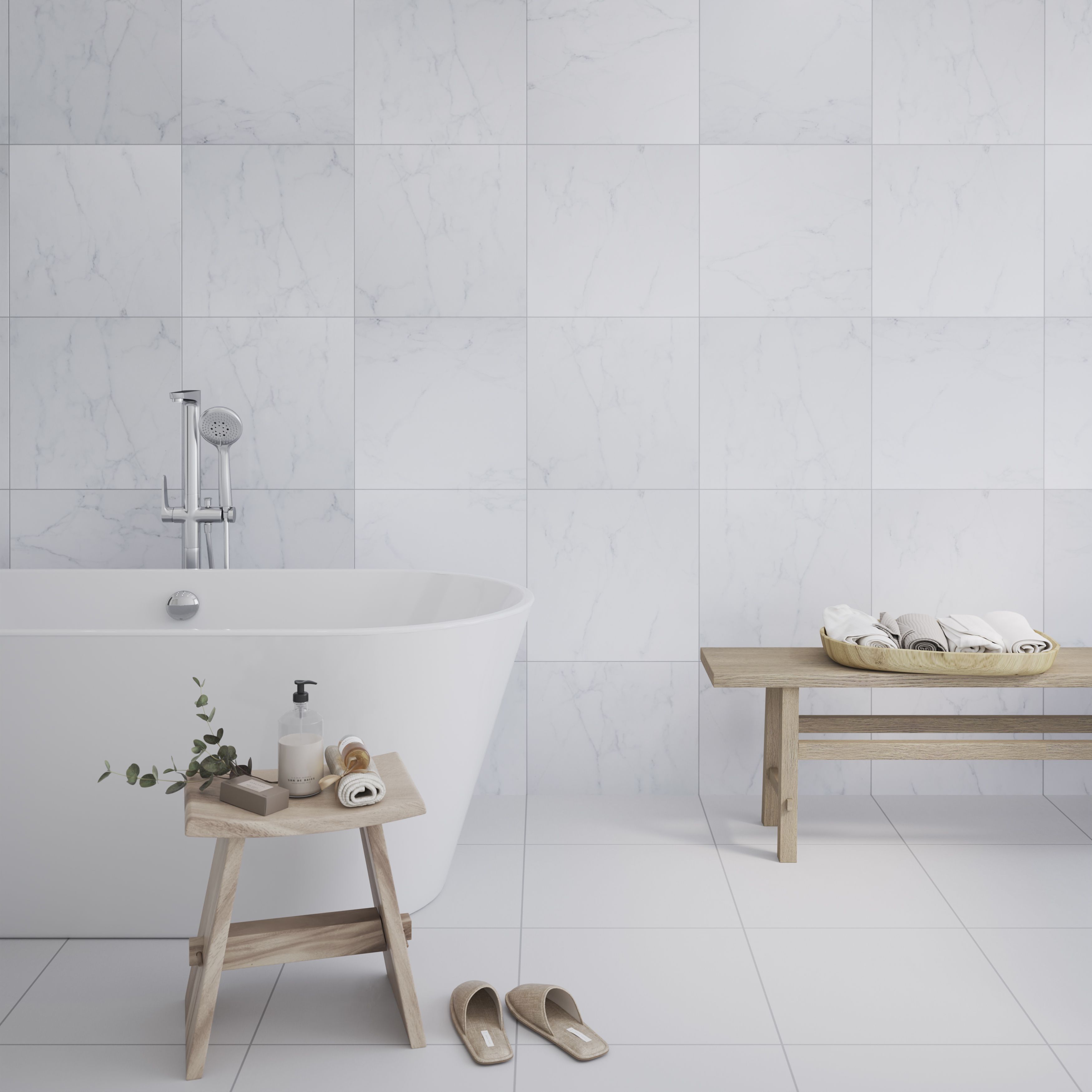 Colours Elegance White Gloss Marble effect Ceramic Indoor Wall & floor Tile - 7