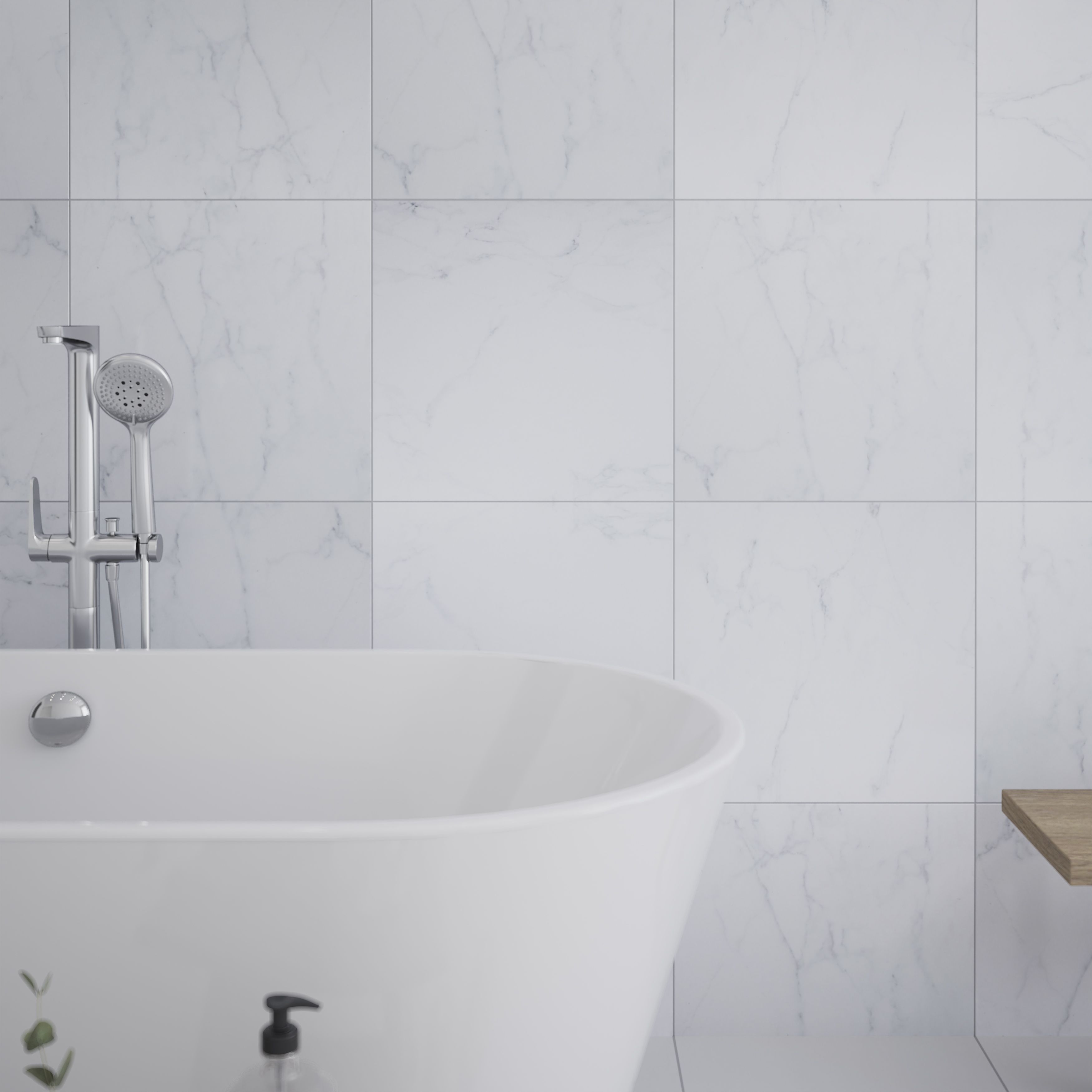Colours Elegance White Gloss Marble effect Ceramic Indoor Wall & floor Tile