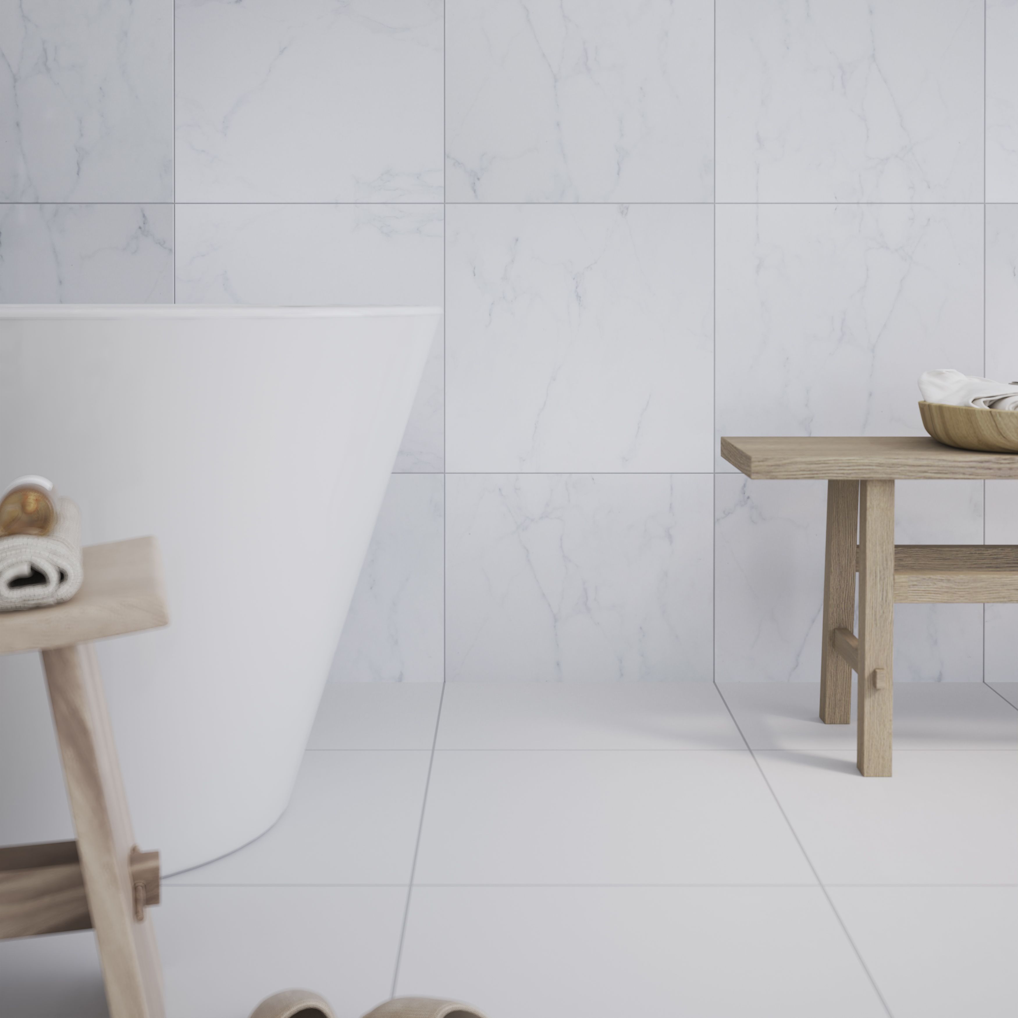 Colours Elegance White Gloss Marble effect Ceramic Indoor Wall & floor Tile - 9