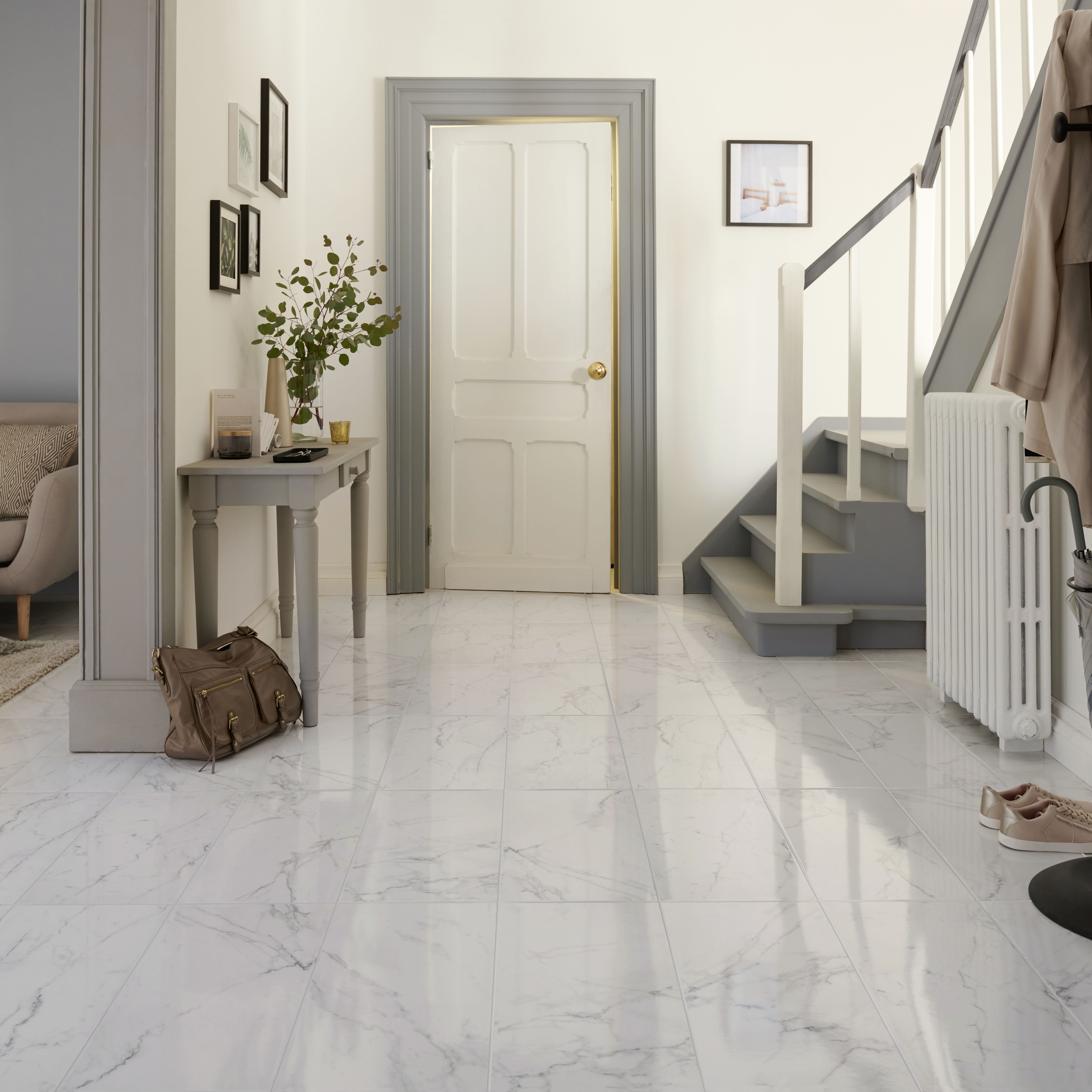 Colours Elegance White Gloss Marble effect Ceramic Indoor Wall & floor Tile - 8