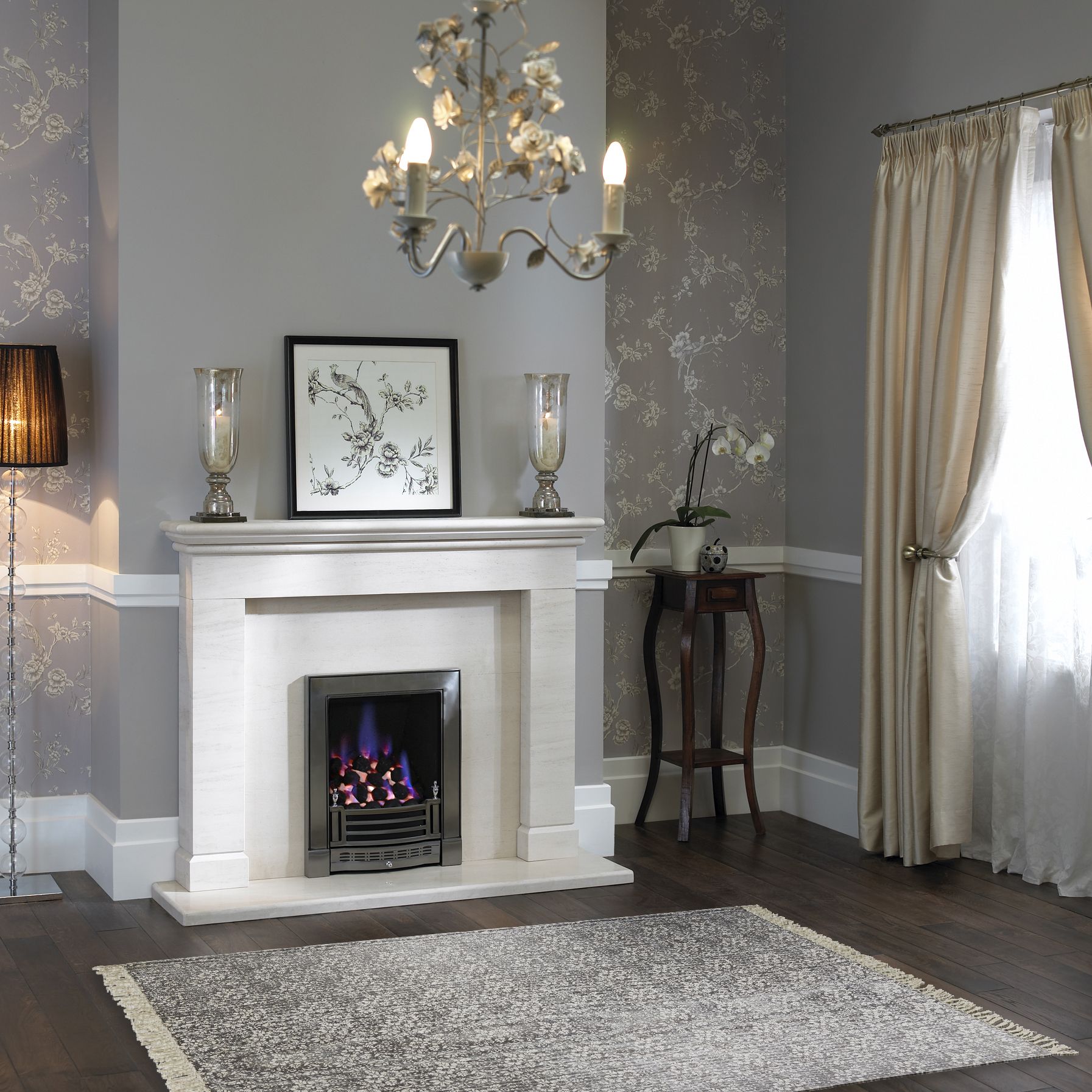Colours Ellissya Grey Ditsy floral Medium Rug, (L)170cm x (W)120cm