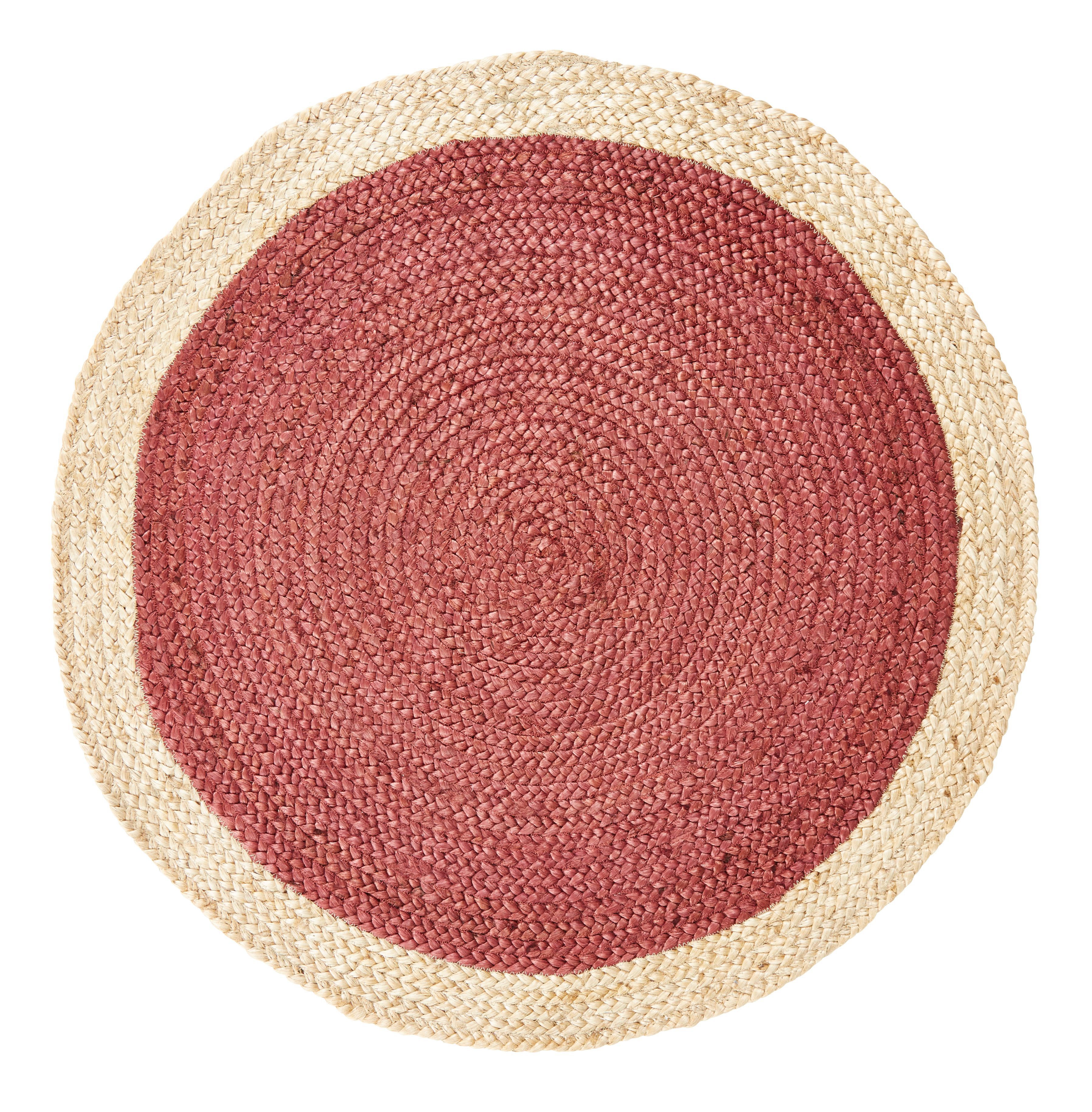 Colours Elma Two tone border Natural & rust Rug (L)0.9m (W)0.9m DIY