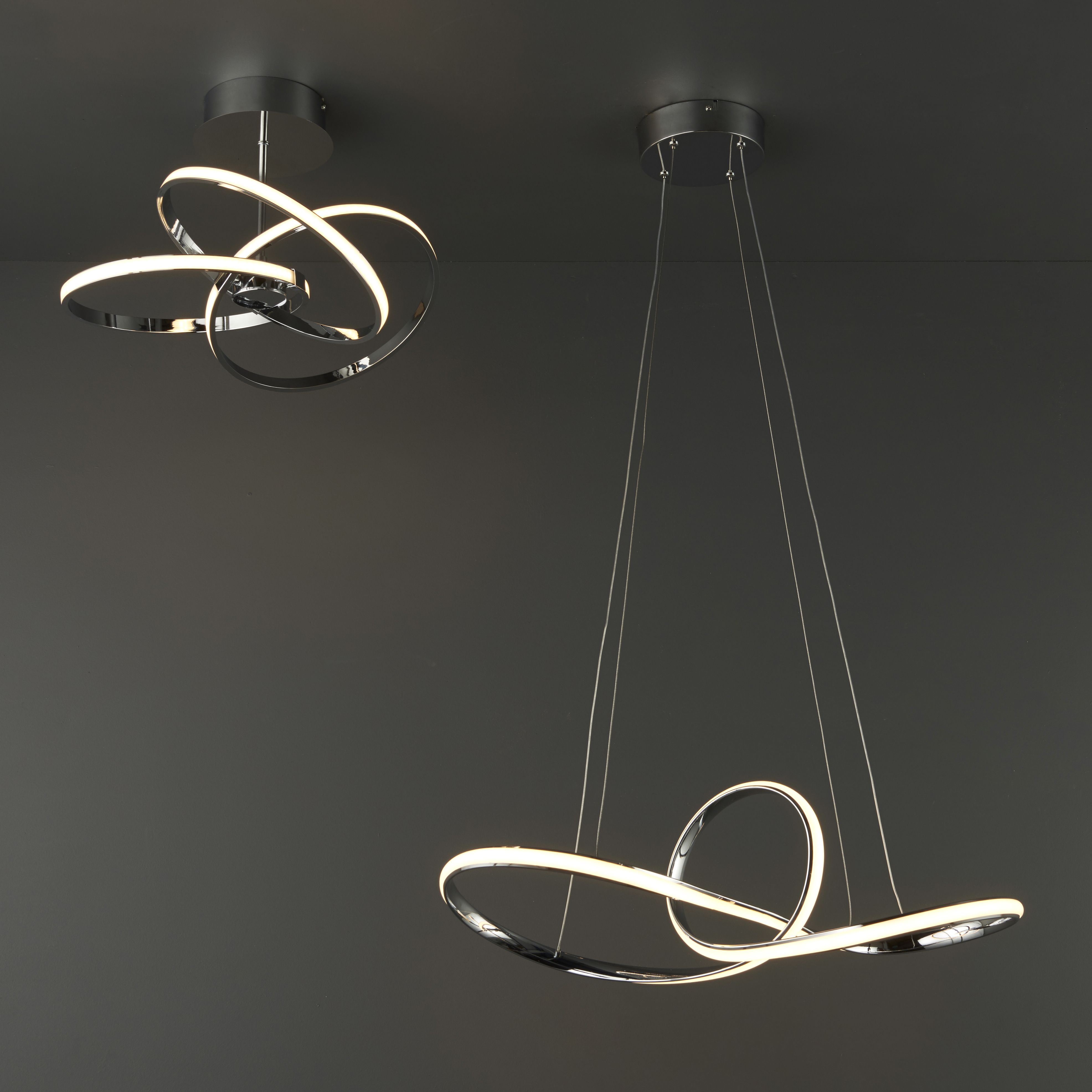 Colours Endor Modern Acrylic & aluminium Chrome effect 3 Lamp LED Ceiling light