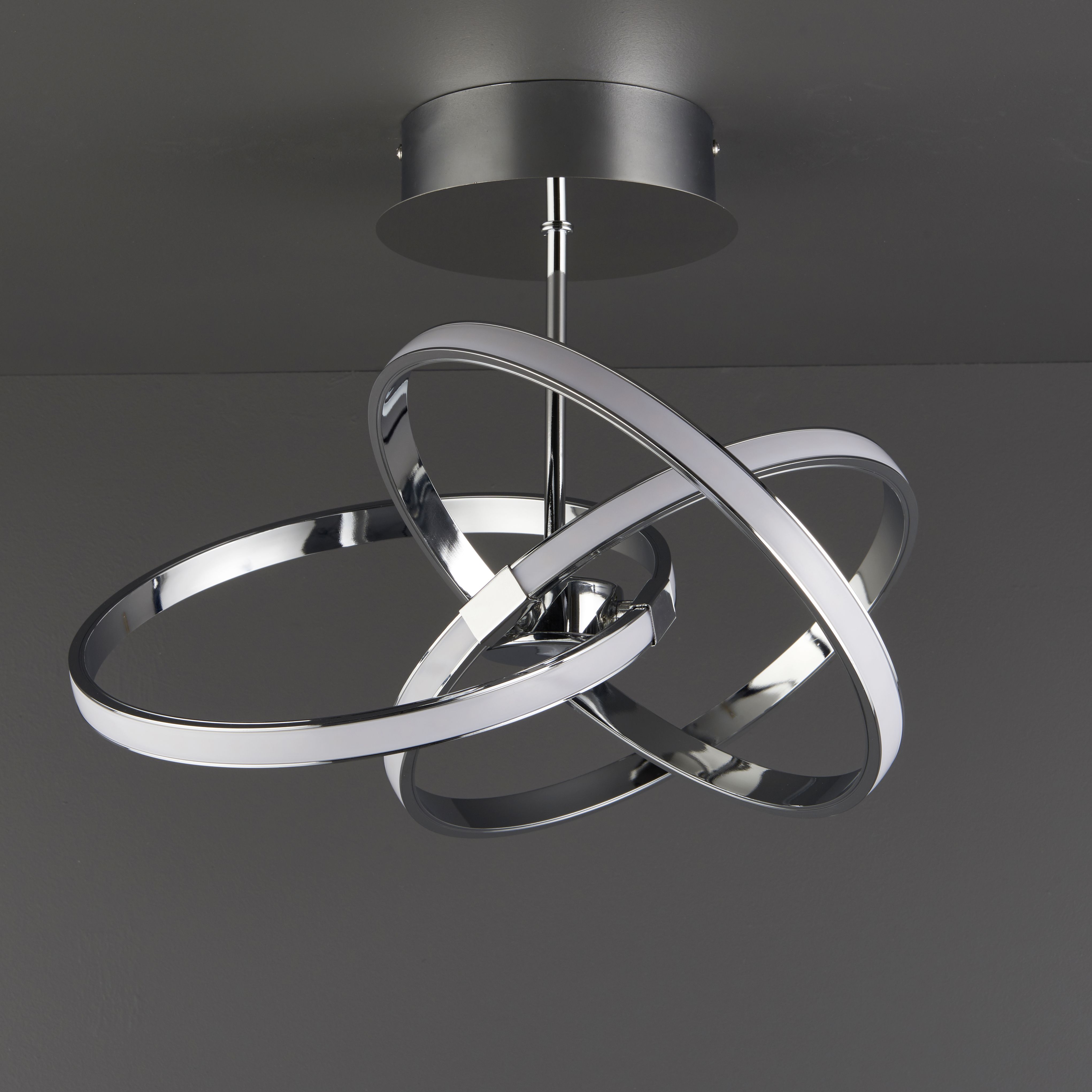 Colours Endor Modern Acrylic & aluminium Chrome effect 3 Lamp LED Ceiling light