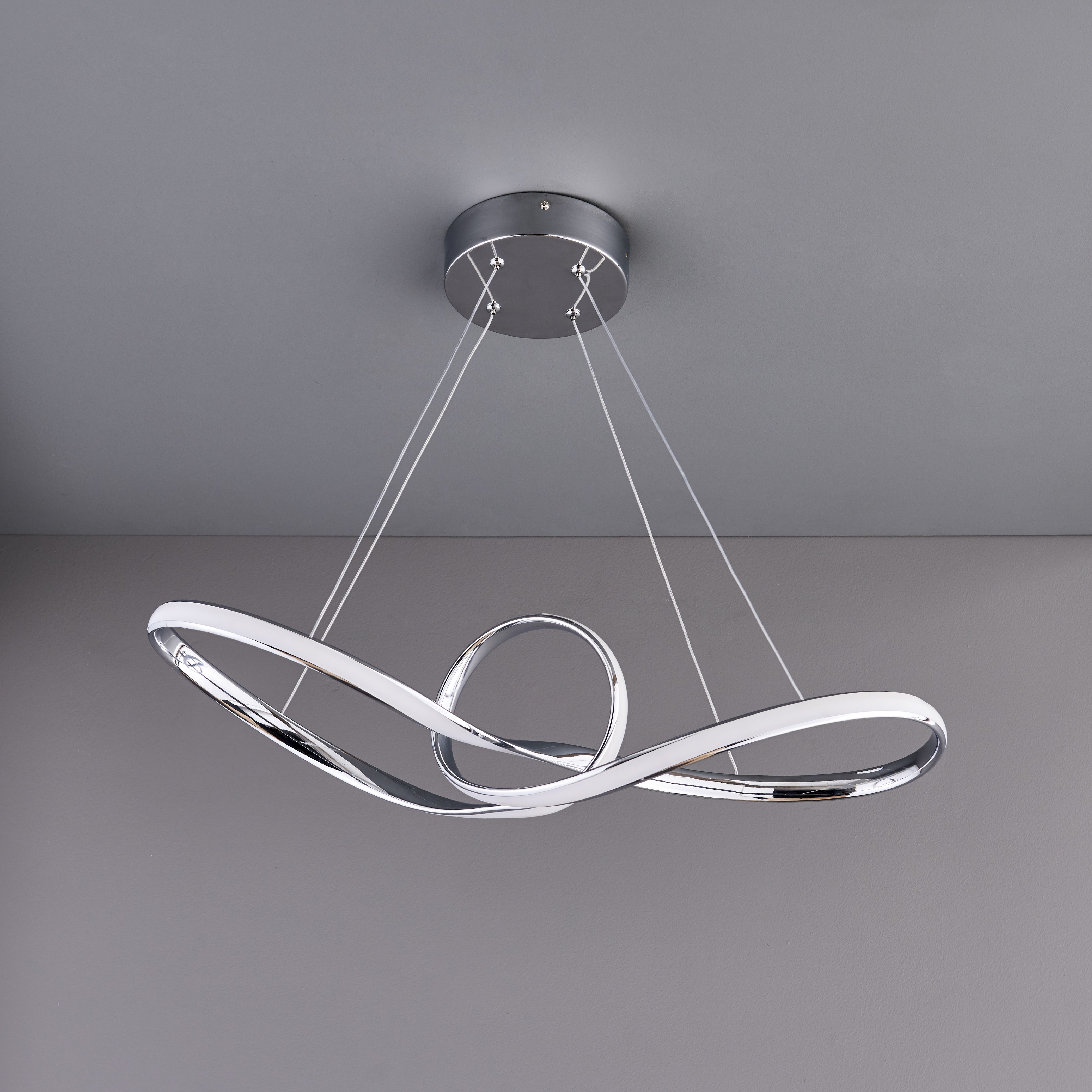 Colours Endor Pendant Steel Chrome effect LED Ceiling light