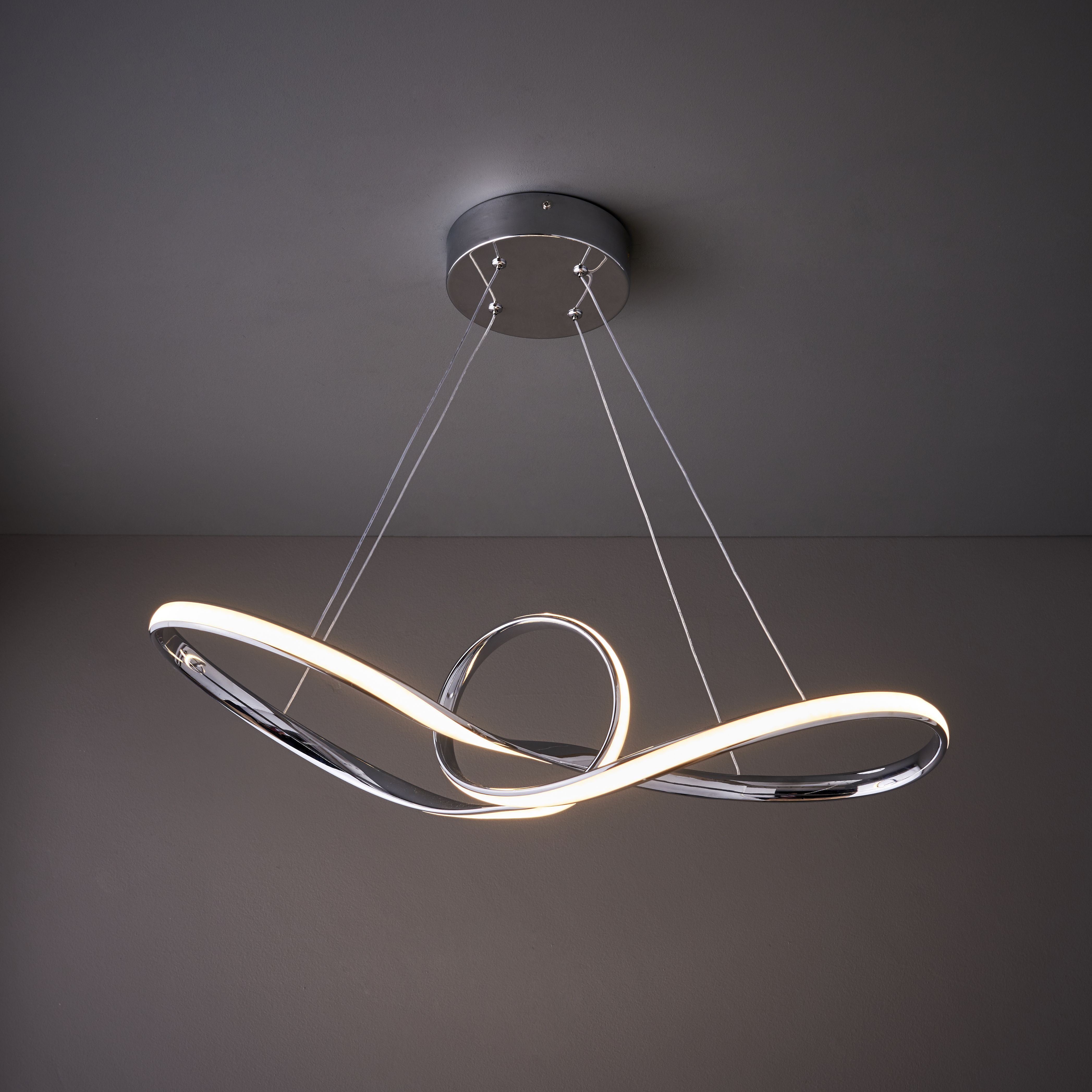 Colours Endor Pendant Steel Chrome effect LED Ceiling light | DIY at B&Q