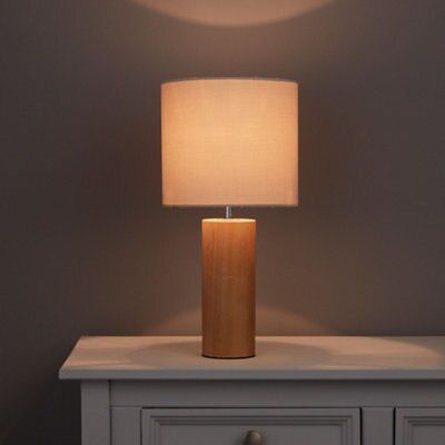 Colours Ezra Matt Oak effect Table lamp