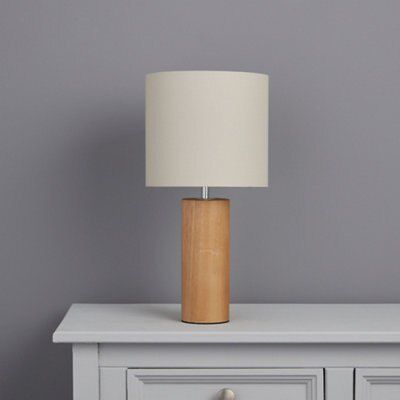 Colours Ezra Matt Oak effect Table lamp