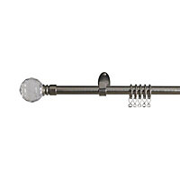 Colours Facet Grey Stainless steel effect Extendable Curtain pole, (L)1700mm-3000mm