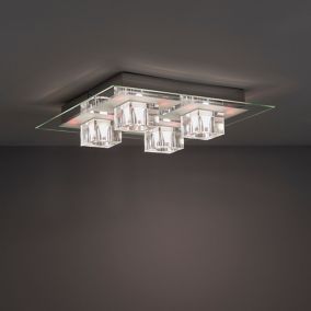 Colours Fama Brushed Chrome effect 4 Lamp Ceiling light
