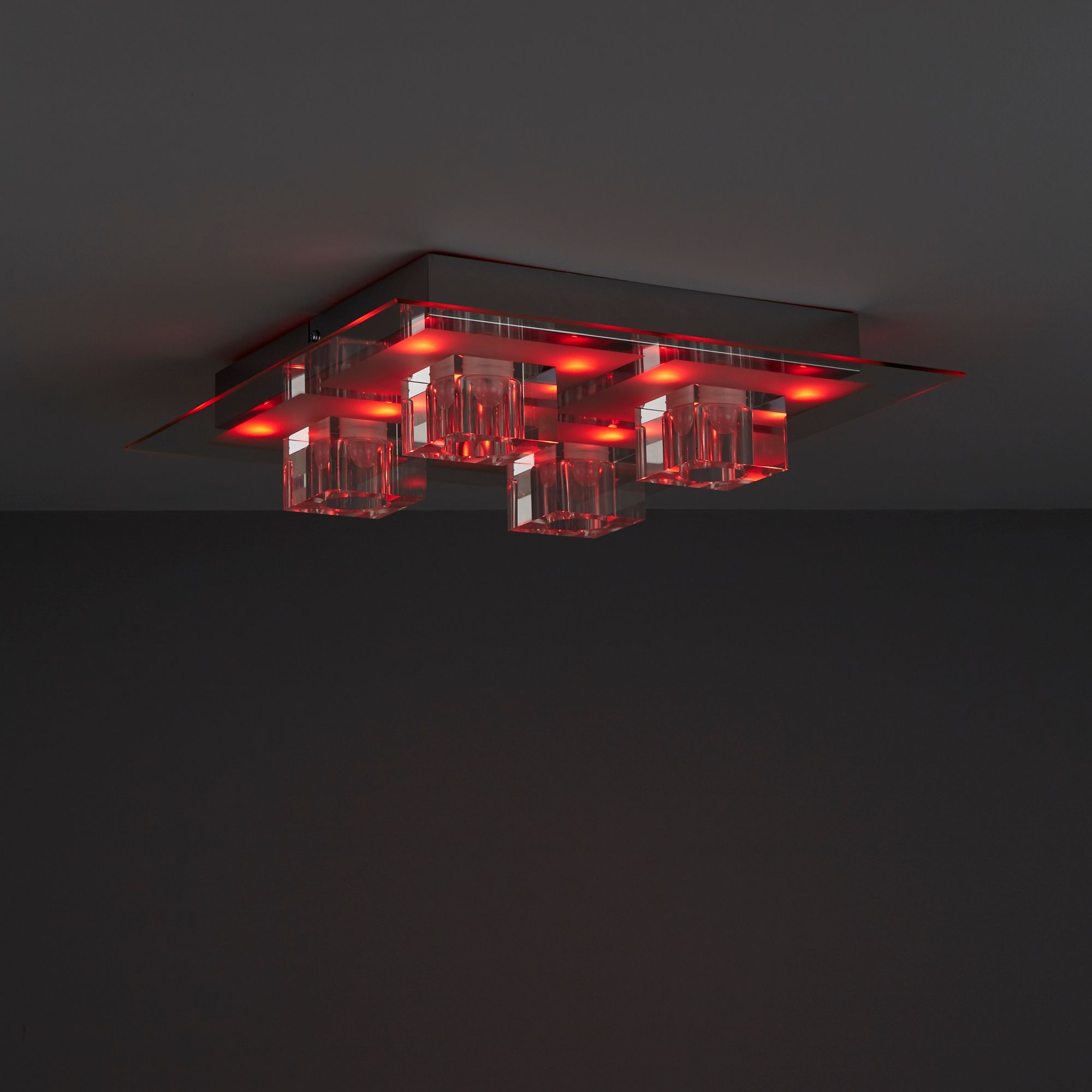 Colours Fama Brushed Glass metal Chrome effect 4 Lamp LED Ceiling light