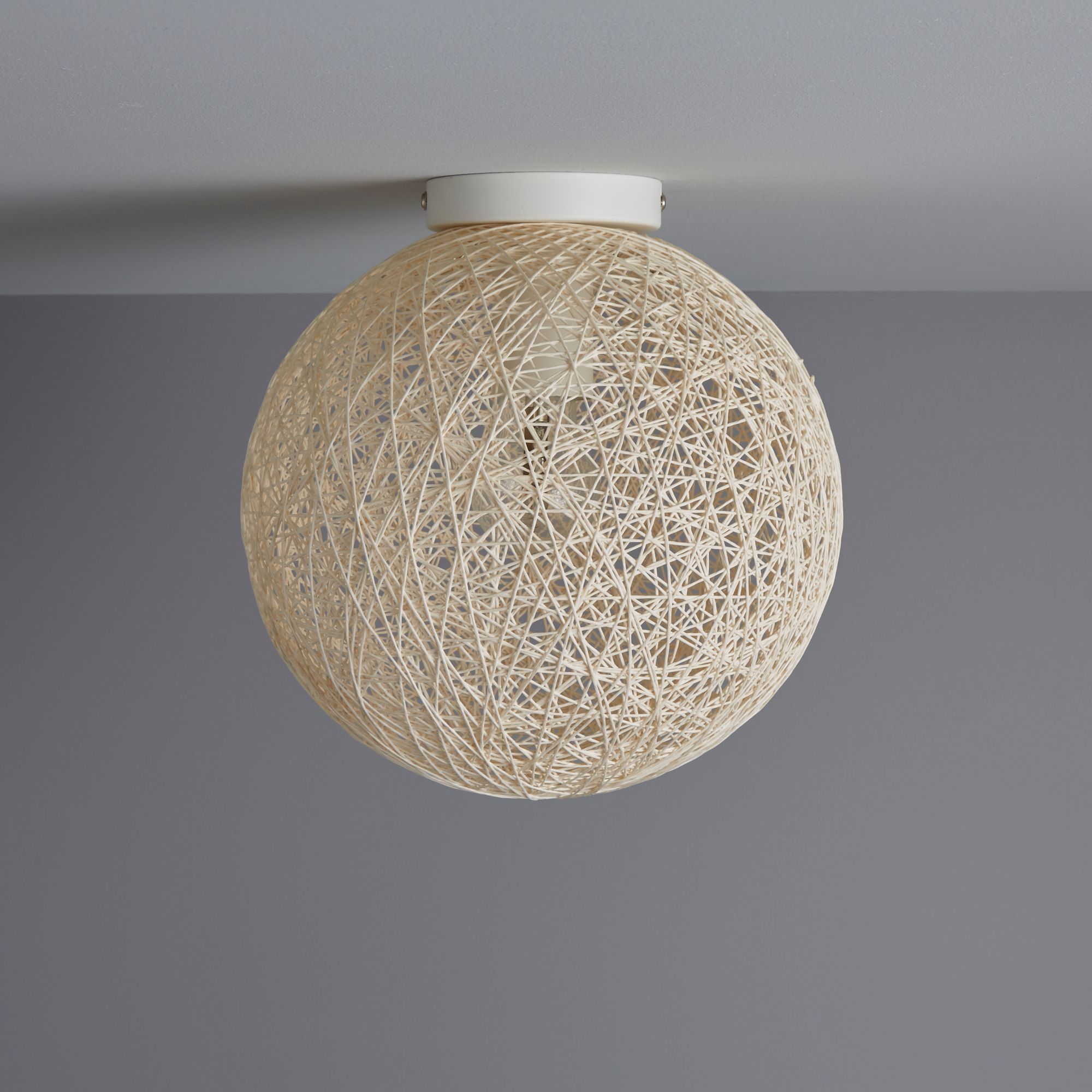 Colours Fauna Brushed Metal & natural string White Ceiling light