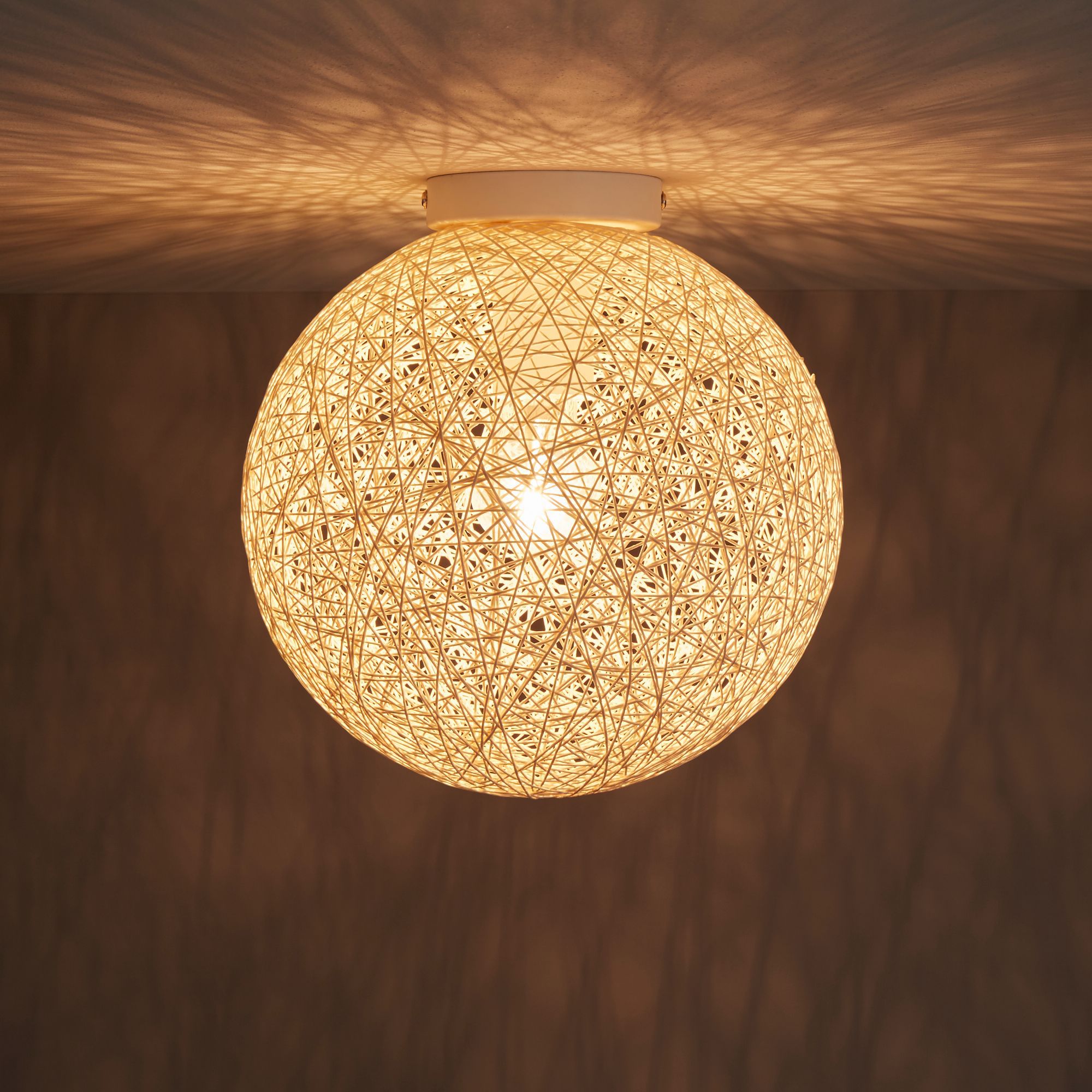 Colours Fauna Brushed Metal & natural string White Ceiling light