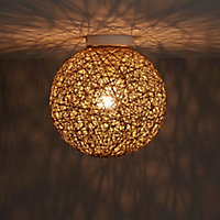 Colours Fauna Rattan Metal & natural string Brown Ceiling light