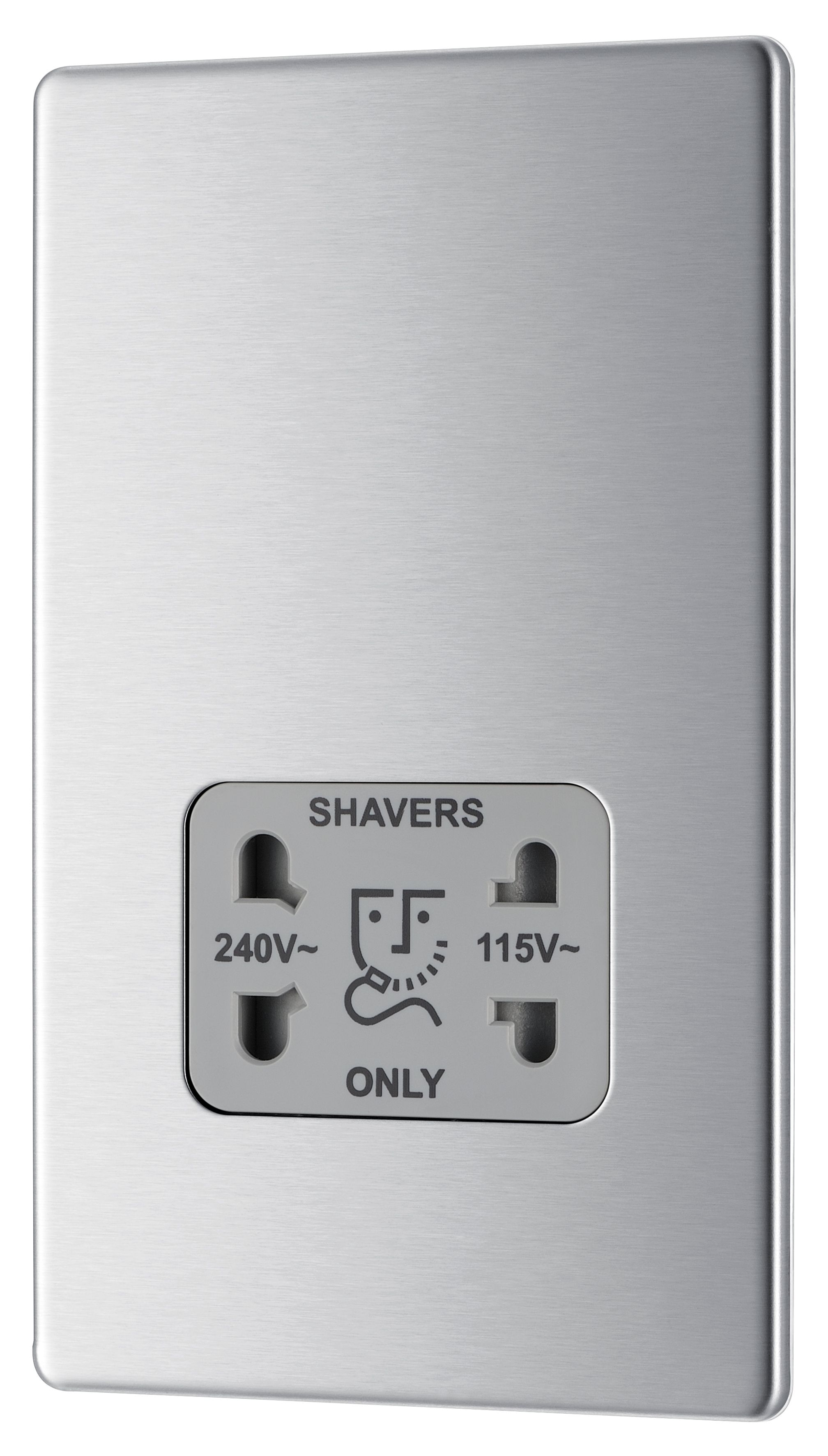 Colours FBS20G Flat Screwless Shaver socket 230V Steel effect