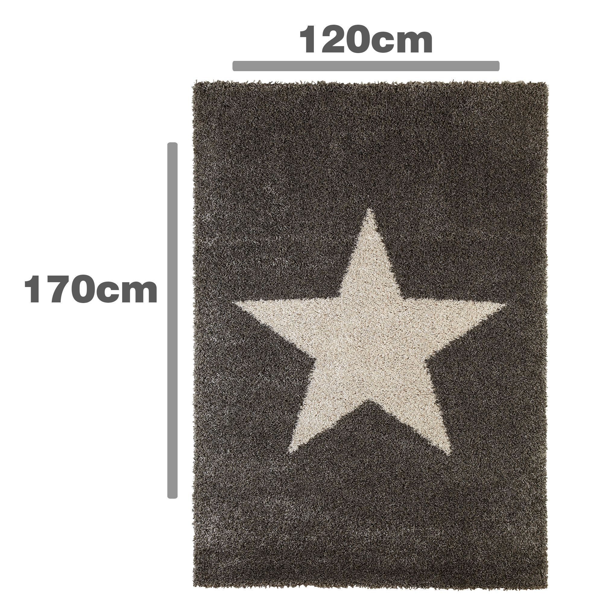 Colours Felicity Cream & grey Star Medium Rug, (L)170cm x (W)120cm