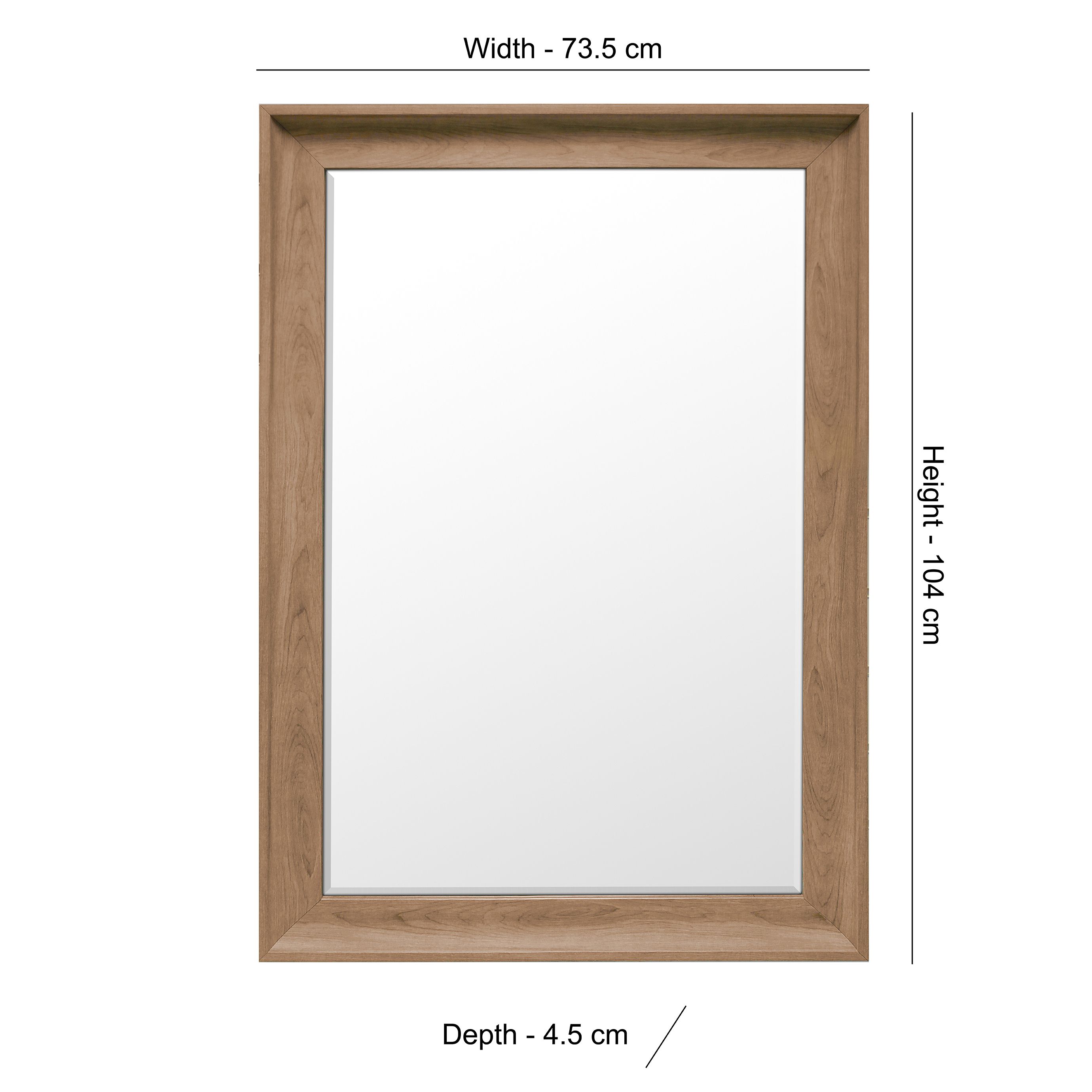 Colours Felton Oak effect Rectangular Wall-mounted Framed Mirror, (H)10.4cm (W)73.5cm