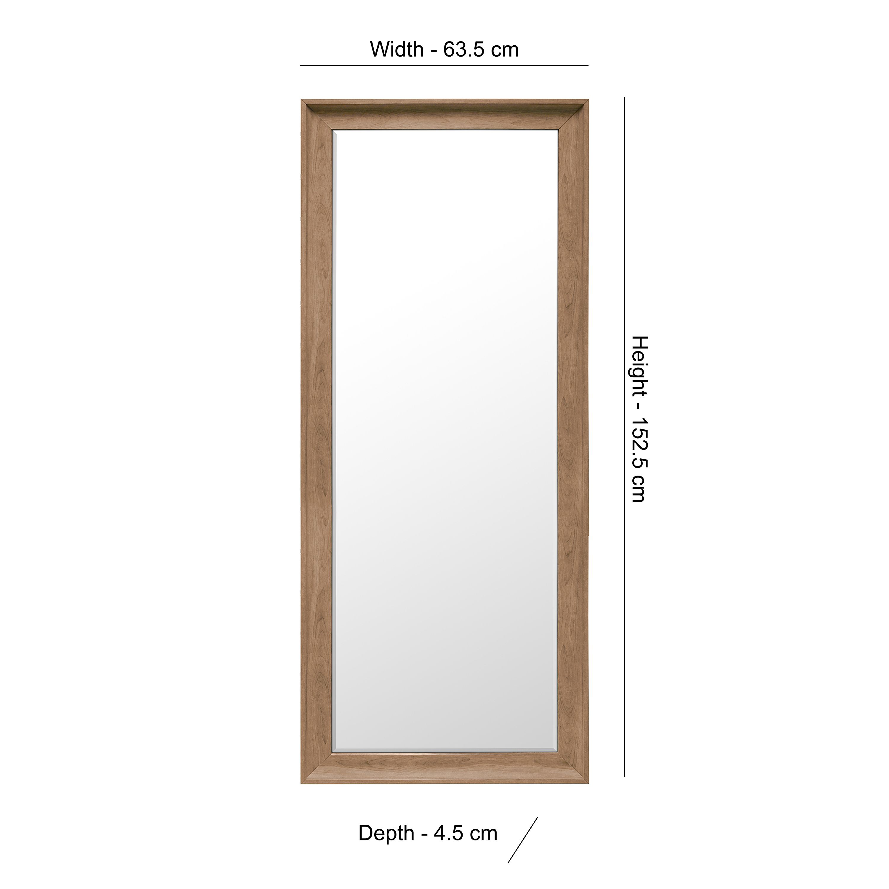 Colours Felton Oak effect Rectangular Wall-mounted Framed Mirror, (H)152.5cm (W)63.5cm