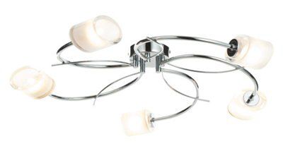 Colours Ferro Spiral Glass & metal Chrome effect 5 Lamp Ceiling light