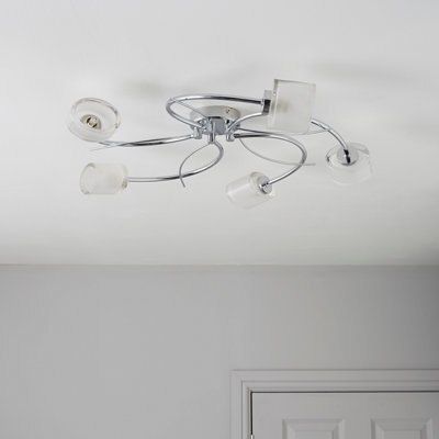 Colours Ferro Spiral Glass & metal Chrome effect 5 Lamp Ceiling light