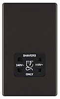 Colours Flat Screwless Shaver socket Black Nickel effect