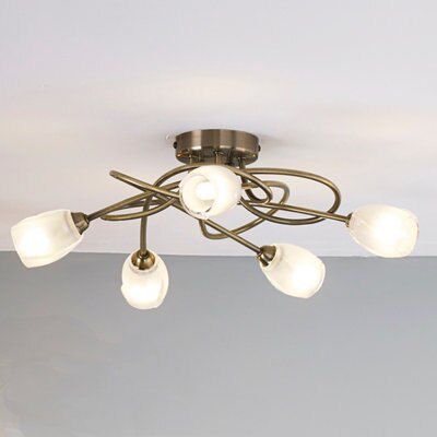 Colours Forbes Classic Brushed Glass & metal Silver effect 5 Lamp Ceiling light