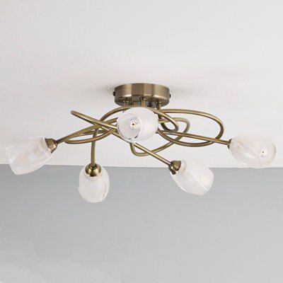 Colours Forbes Classic Brushed Glass & metal Silver effect 5 Lamp Ceiling light
