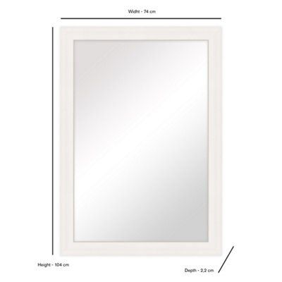 Colours Ganji White Rectangular Framed mirror, (H)104cm (W)74cm