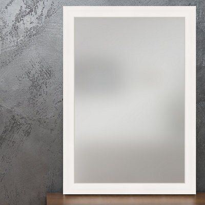 Colours Ganji White Rectangular Framed mirror, (H)104cm (W)74cm