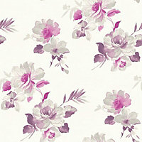 Colours Genevieve Lilac Floral Wallpaper