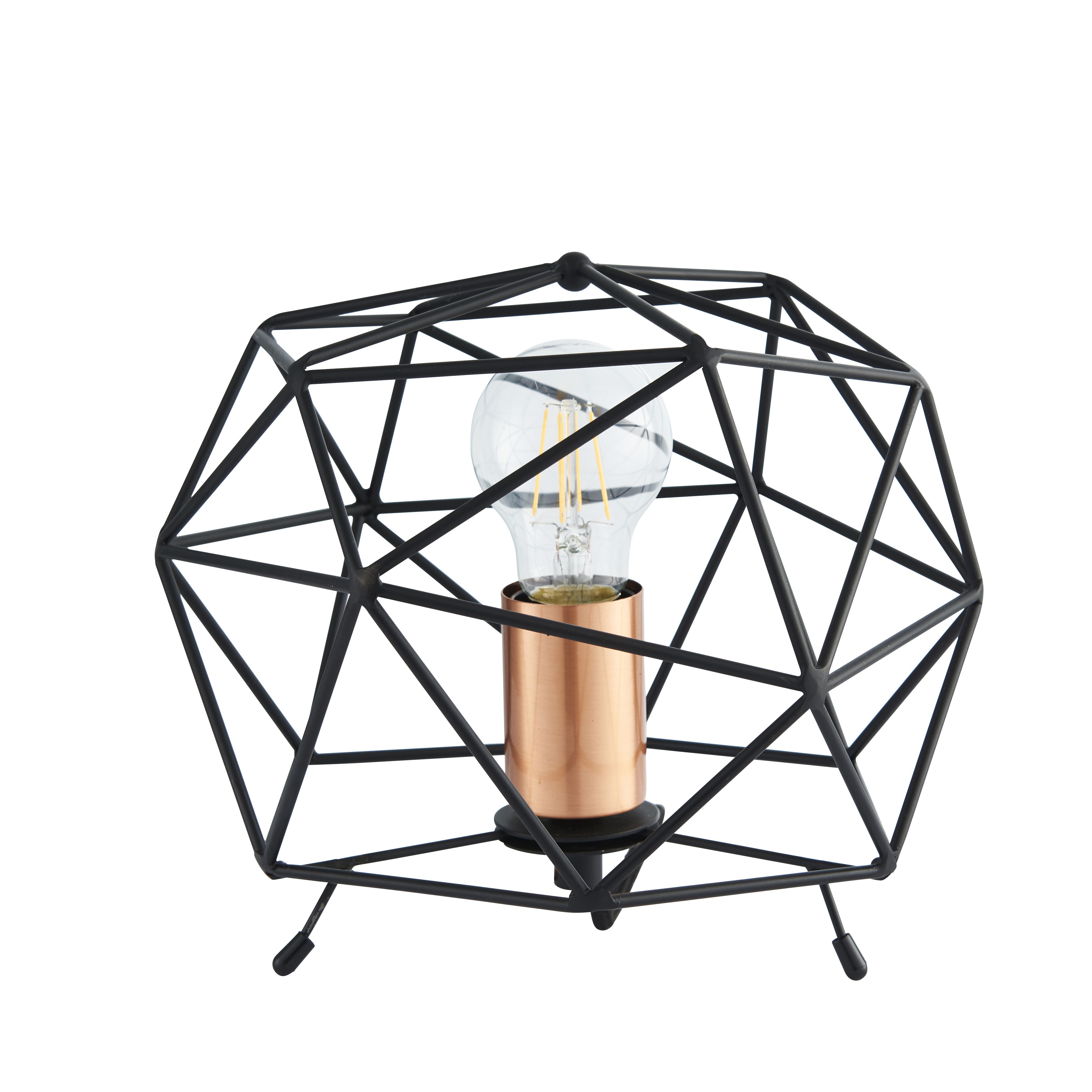 Colours Geo Geometric Brushed Matt Black Copper effect Table lamp