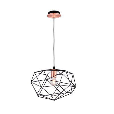 Colours Geo Geometric Steel Black Antique brass effect Ceiling light