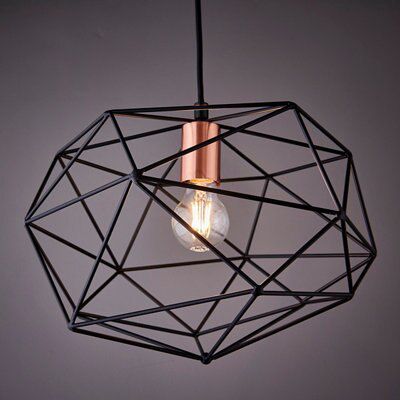Colours Geo Geometric Steel Black Antique brass effect Ceiling light