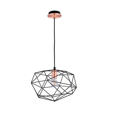 Colours Geo Geometric Steel Black Antique brass effect Ceiling light