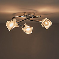 Colours Glacies Brushed Glass & metal Chrome effect 3 Lamp Ceiling light