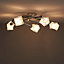 Colours Glacies Brushed Glass & metal Chrome effect 5 Lamp Ceiling light