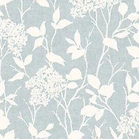 Colours Glenmara Blue & white Floral Mica effect Smooth Wallpaper Sample