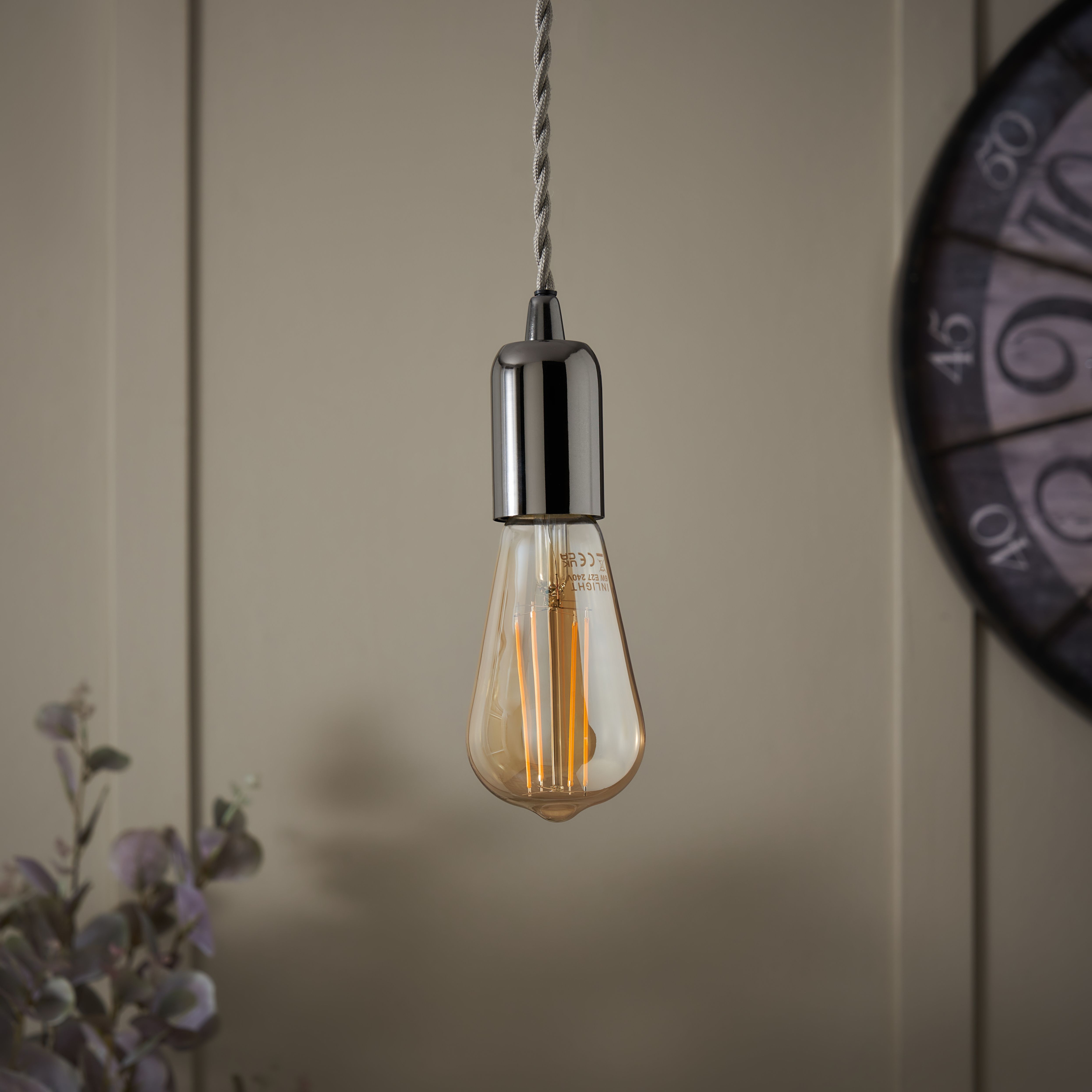 Colours Gloss Grey Nickel effect Pendant ceiling light, (Dia)120mm