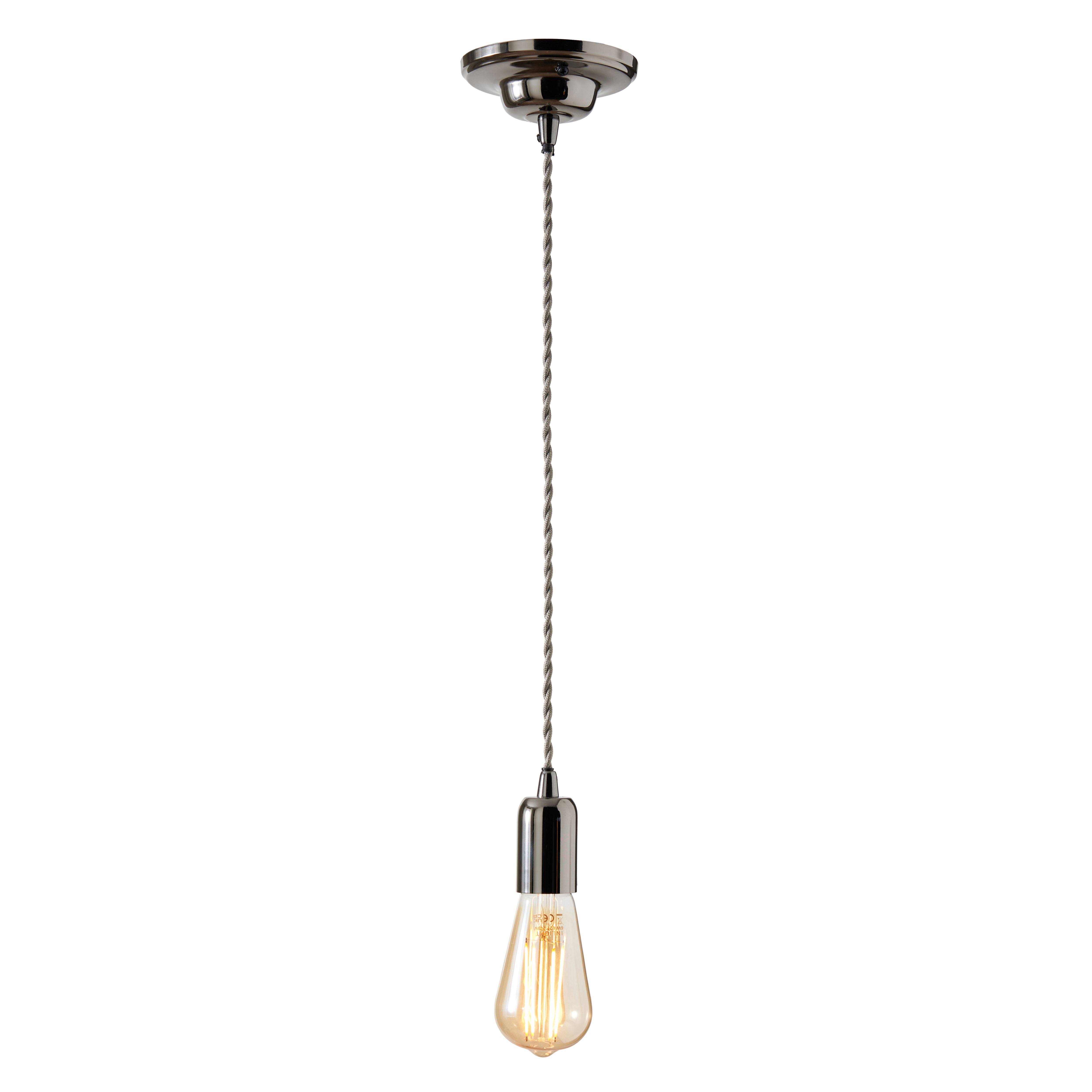 Colours Gloss Grey Nickel effect Pendant ceiling light, (Dia)120mm