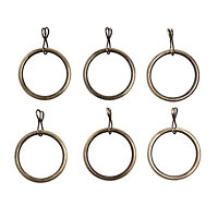 Colours Gold effect Curtain ring (Dia)25mm, Pack of 6