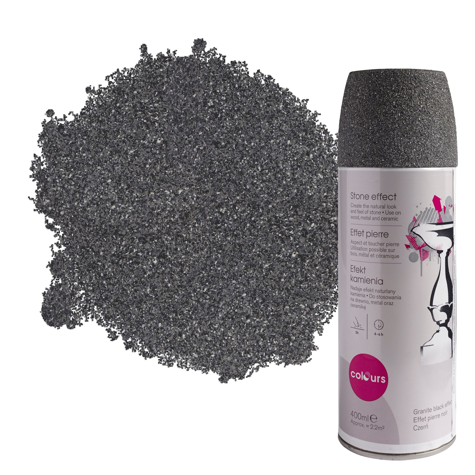 Colours Granite black Stone effect Matt Spray paint 400 ml