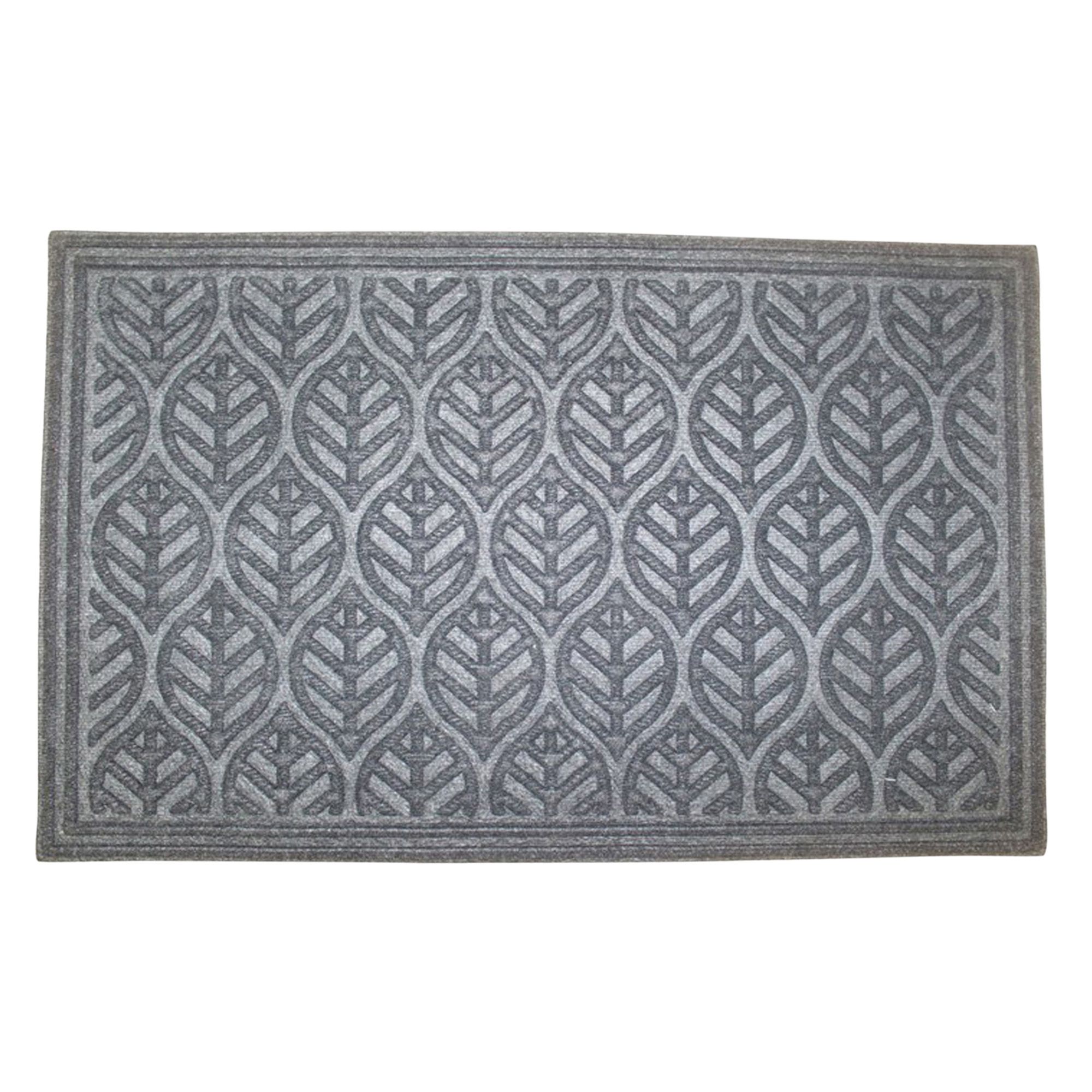 Colours Grey Leaf Door mat, 90cm x 60cm DIY at B&Q